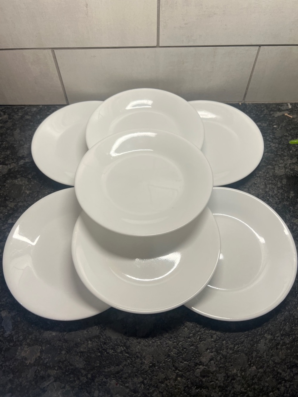 Set of 7 White Corelle Salad/Bread Plates -WINTER FROST.